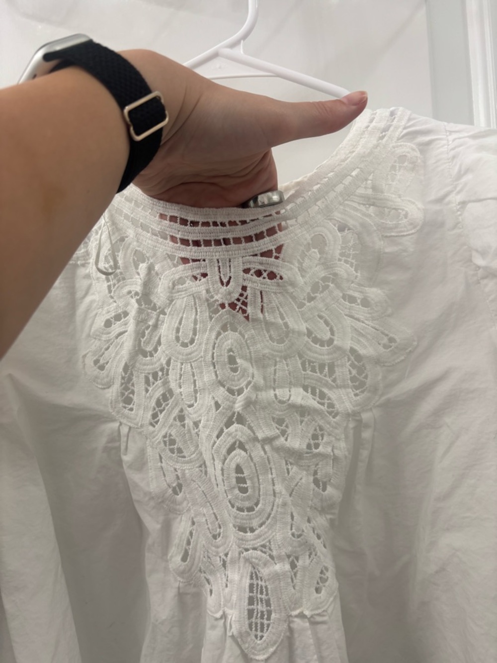 Free people bardot white puff sleeve blouse with lace details - Picture 4 of 10